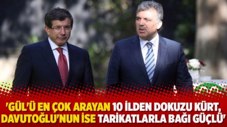 ​’Gül’ü en çok arayan 10 ilden dokuzu Kürt, Davutoğlu’nun ise tarikatlarla bağı güçlü’