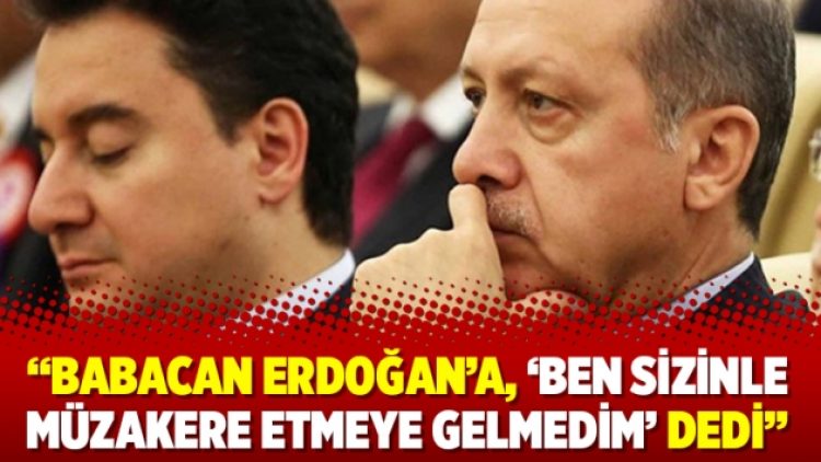 “Babacan Erdoğan’a, ‘Ben sizinle müzakere etmeye gelmedim’ dedi”