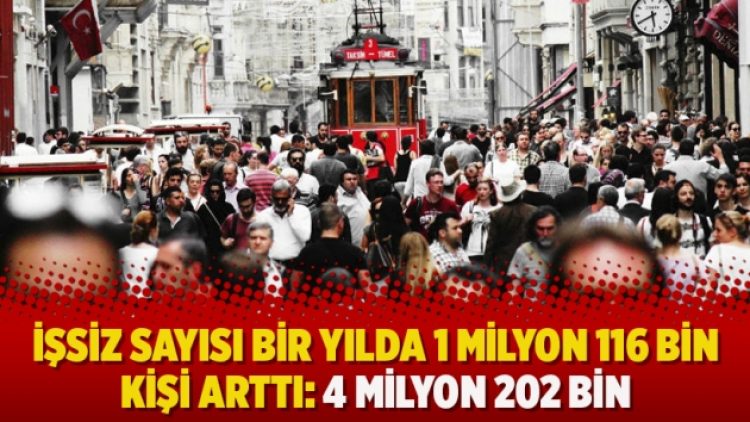 İşsiz sayısı bir yılda 1 milyon 116 bin kişi arttı: 4 milyon 202 bin