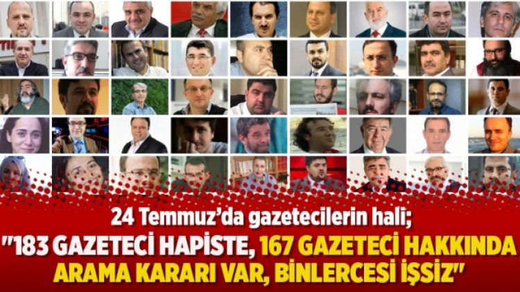 “183 gazeteci hapiste, 167 gazeteci hakkında arama kararı var, binlercesi işsiz”
