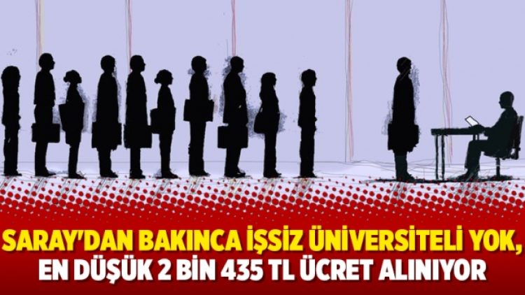 Saray’dan bakınca işsiz üniversiteli yok, en düşük 2 bin 435 TL ücret alınıyor