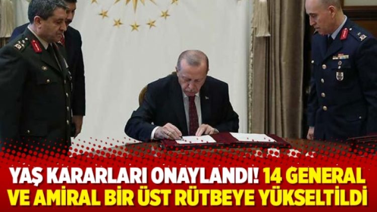 14 general ve amiral bir üst rütbeye yükseltildi