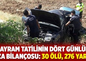 Bayram tatilinin dört günlük kaza bilançosu: 30 ölü, 276 yaralı