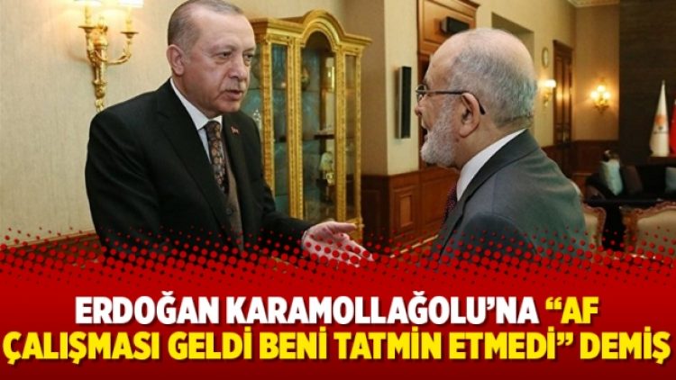 Erdoğan Karamollağolu’na “Af çalışması geldi beni tatmin etmedi” demiş