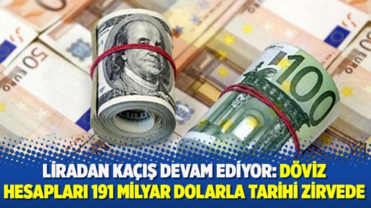 Liradan kaçış devam ediyor: Döviz hesapları 191 milyar dolarla tarihi zirvede