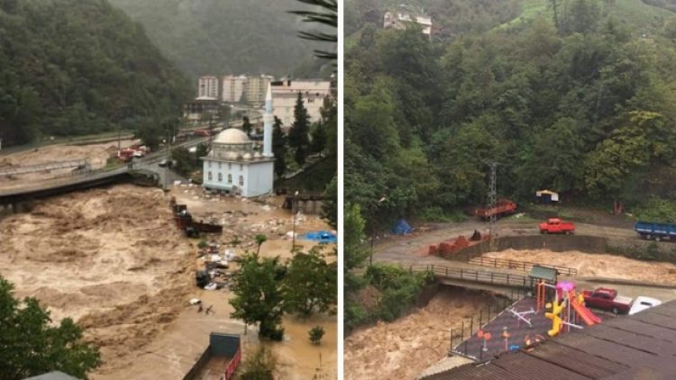 Artvin’de sel; dereler taştı, yollar kapandı