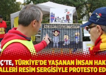 İsveç’te, Türkiye’de yaşanan insan hakları ihlalleri resim sergisiyle protesto edildi