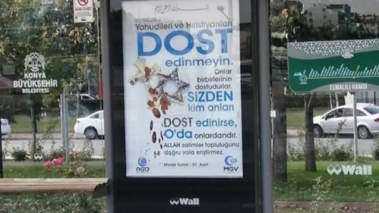 Konya’da belediye eliyle Yahudi ve Hıristiyan düşmanlığı