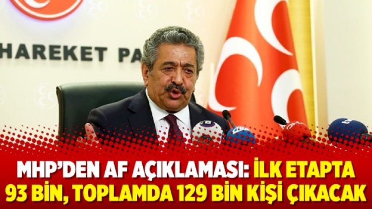 MHP’den af açıklaması: ilk etapta 93 bin, toplamda 129 bin kişi çıkacak