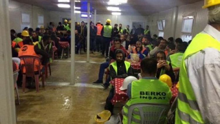 Arkadaşları iş kazasında ölen 300 işçi iş bıraktı