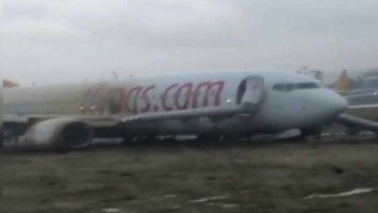 Pegasus uçağı pistten çıktı, Sabiha Gökçen’de seferler iptal