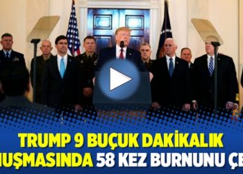 Trump 9 buçuk dakikalık konuşmasında 58 kez burnunu çekti