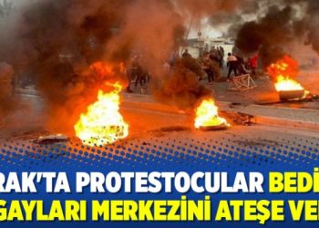 Irak’ta protestocular Bedir Tugayları Merkezini ateşe verdi