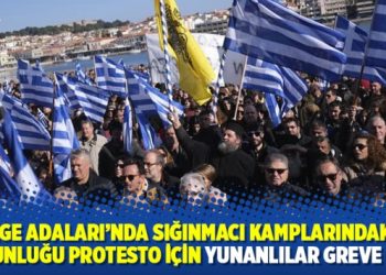 Ege Adaları’nda sığınmacı kamplarındaki yoğunluğu protesto için Yunanlılar greve gitti