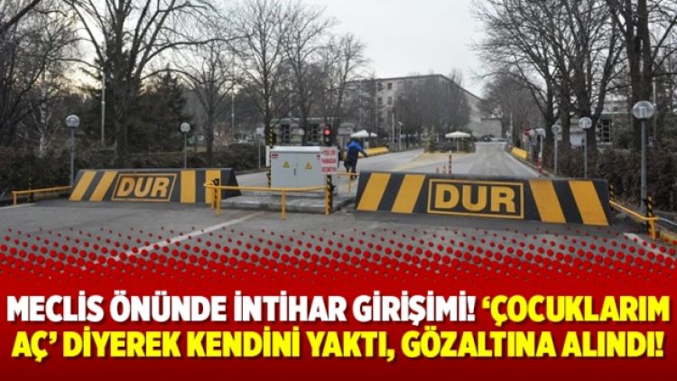 Meclis önünde intihar girişimi! ‘Çocuklarım aç’ diyerek kendini yaktı, gözaltına alındı!