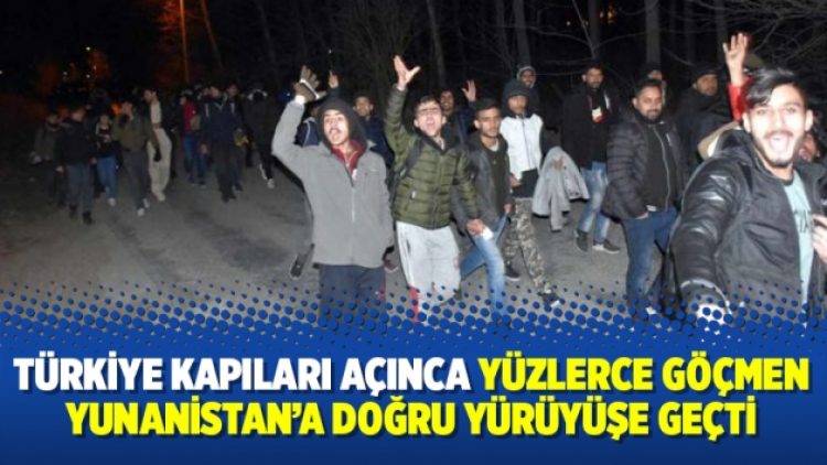 Türkiye kapıları açınca yüzlerce göçmen Yunanistan’a doğru yürüyüşe geçti