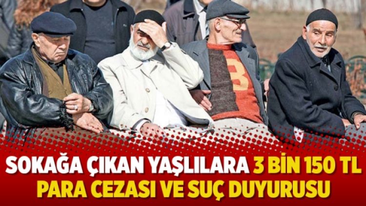 Sokağa çıkan yaşlılara 3 bin 150 TL para cezası ve suç duyurusu