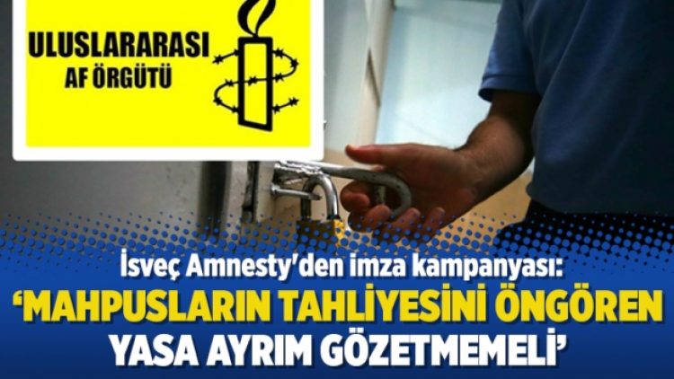 İsveç Amnesty’den imza kampanyası: ‘Mahpusların tahliyesini öngören yasa ayrım gözetmemeli’