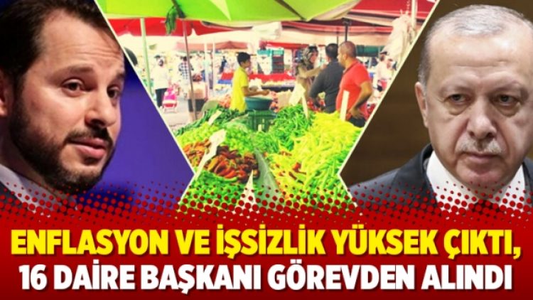 Enflasyon ve işsizlik yüksek çıktı, 16 daire başkanı görevden alındı
