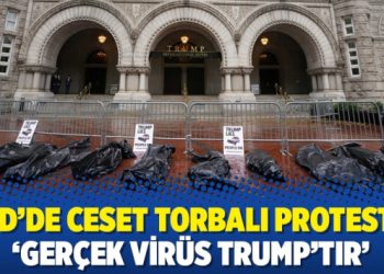 ABD’de ceset torbalı protesto: ‘Gerçek virüs Trump’tır’