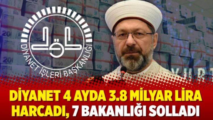 Diyanet 4 ayda 3.8 milyar lira harcadı, 7 bakanlığı solladı