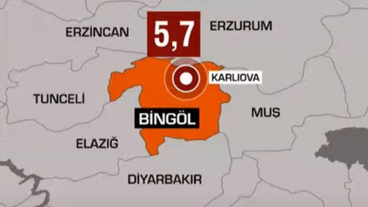 Bingöl’de 5.7 büyüklüğünde deprem