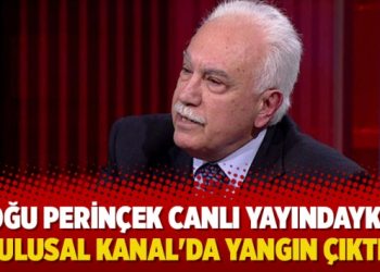 Doğu Perinçek canlı yayındayken Ulusal Kanal’da yangın çıktı