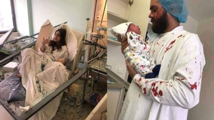 Beyrut patlaması doğumhanede yakaladı