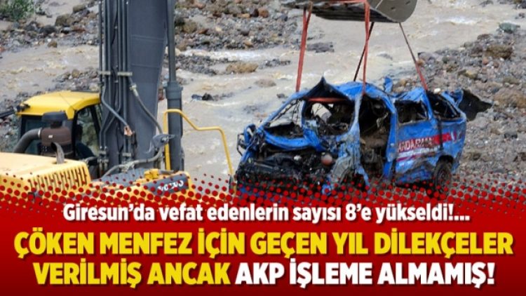 Giresun’da çöken menfez için geçen yıl dilekçeler verilmiş ancak AKP işleme almamış!