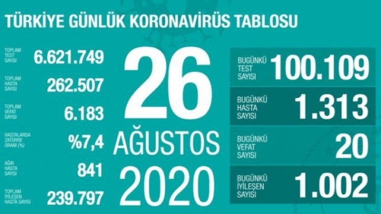 Son 24 saatte bin 313 yeni vaka, 20 can kaybı!
