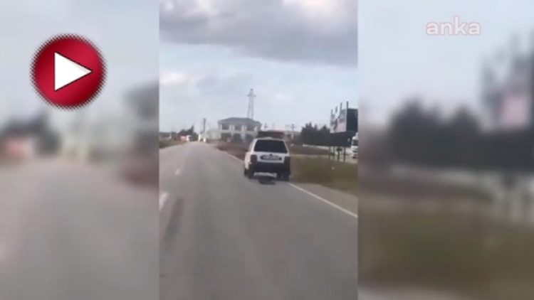 Zavallı köpeği metrelerce sürükledi