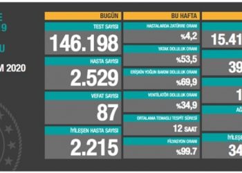 10 Kasım tablosu: 2 bin 529 yeni hasta, 87 vefat