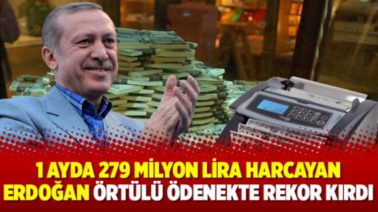 1 ayda 279 milyon lira harcayan Erdoğan örtülü ödenekte rekor kırdı