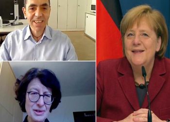 Merkel, Uğur Şahin ve Özlem Türeci ile görüştü