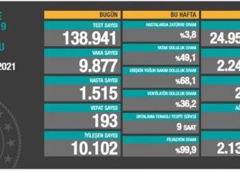 3 Ocak tablosu: 9 bin 877 yeni vaka, 193 vefat