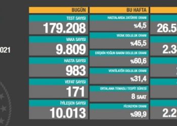 12 Ocak tablosu: 9 bin 809 yeni vaka, 171 vefat