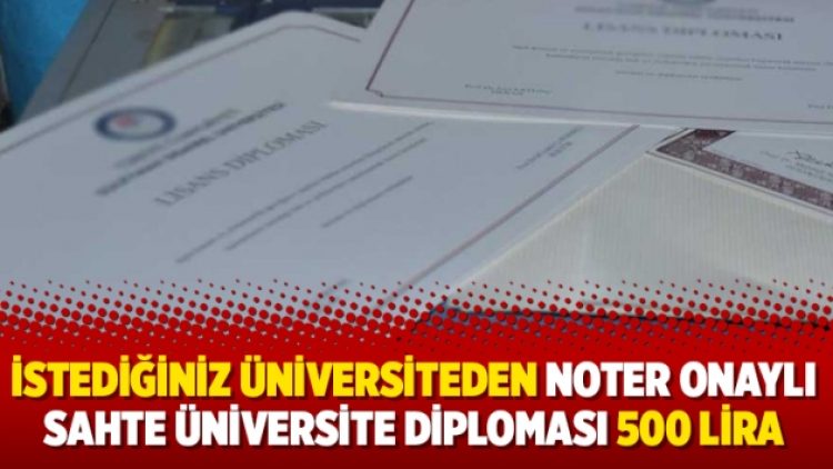 İstediğiniz üniversiteden noter onaylı sahte üniversite diploması 500 lira