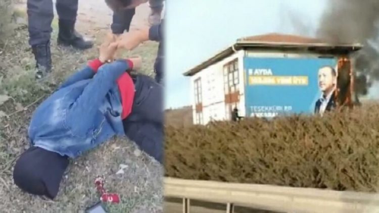 Erdoğan’ın posterini yakan kişiye gözaltı