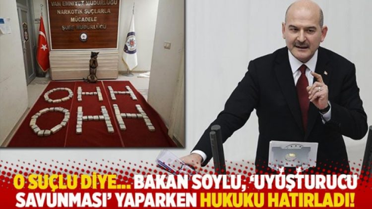 O suçlu diye… Bakan Soylu, ‘uyuşturucu savunması’ yaparken hukuku hatırladı!