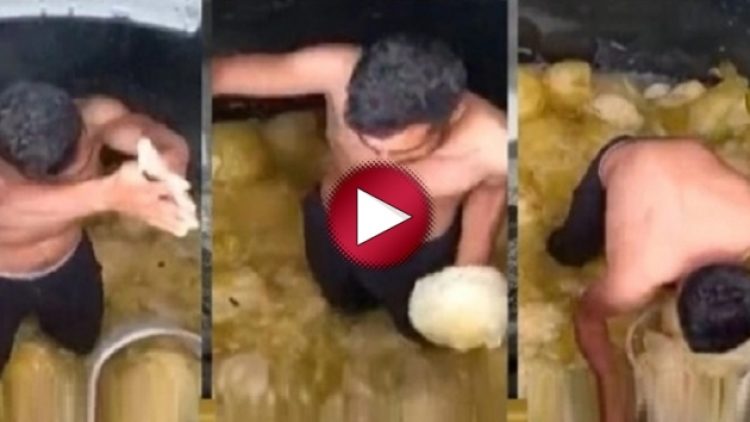 Turşu tankına yarı çıplak girip dans etti