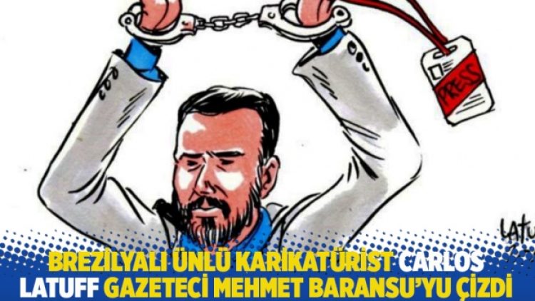 Brezilyalı ünlü karikatürist Carlos Latuff gazeteci Mehmet Baransu’yu çizdi
