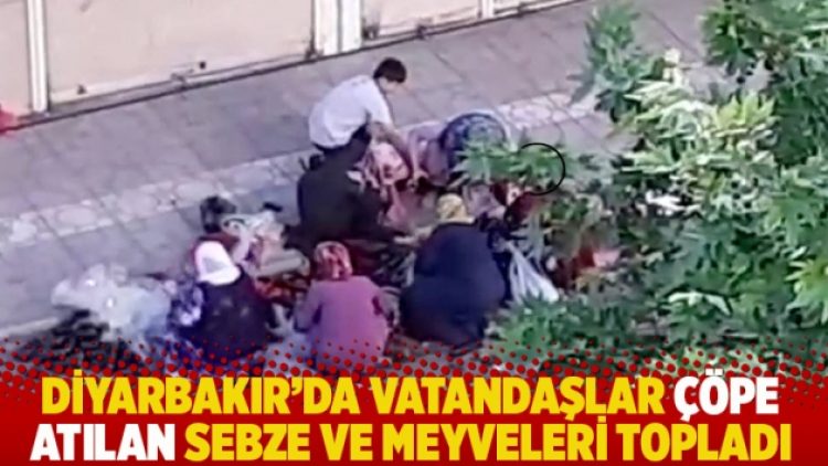 Diyarbakır’da vatandaşlar çöpe atılan sebze ve meyveleri topladı