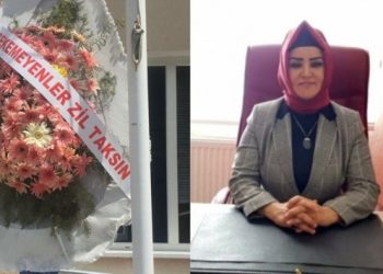 Müdürün yeniden atanması ‘Çekemeyenler zil taksın’ çelengiyle kutlandı