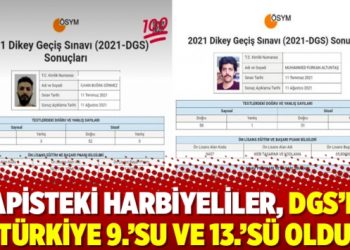 Hapisteki Harbiyeliler, DGS’de Türkiye 9.’su ve 13.’sü oldu