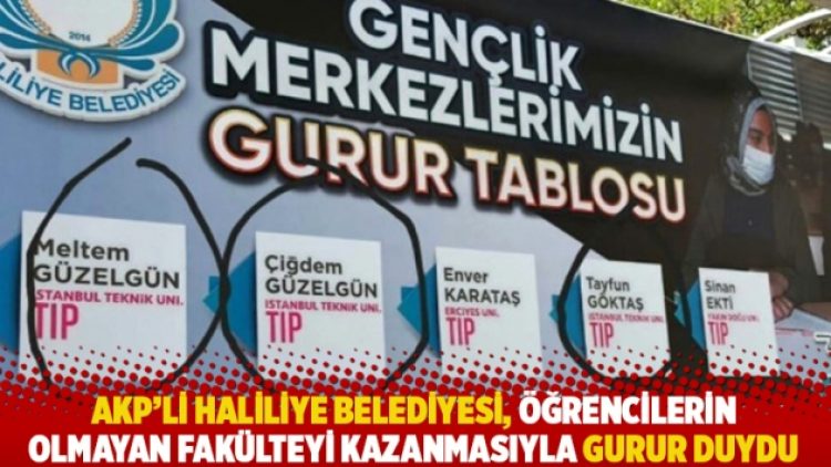 AKP’li Haliliye Belediyesi, öğrencilerin olmayan fakülteyi kazanmasıyla gurur duydu