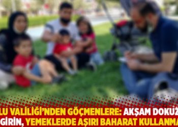 Bolu Valiliği’nden göçmenlere: Akşam dokuzda eve girin, yemeklerde aşırı baharat kullanmayın