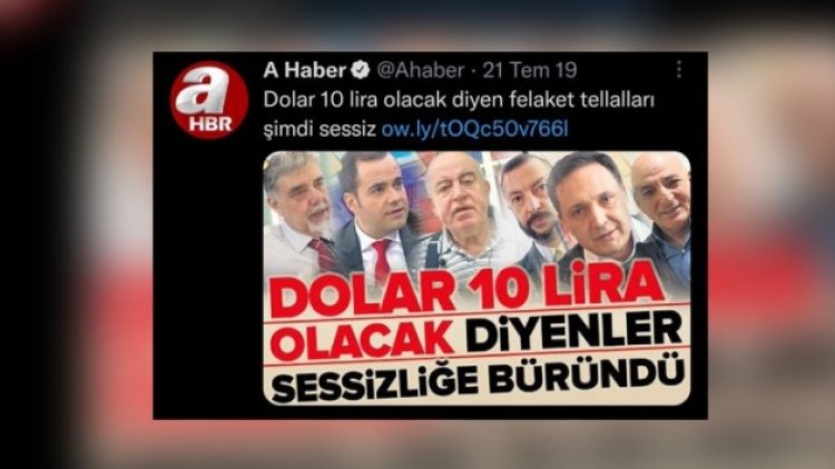 Dolar 10 TL’ye yükseldi, yandaş A Haber alay konusu oldu