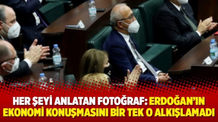 Her şeyi anlatan fotoğraf: Erdoğan’ın ekonomi konuşmasını bir tek o alkışlamadı