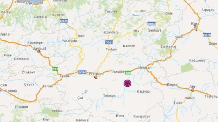 Erzurum’da 4,8 büyüklüğünde deprem