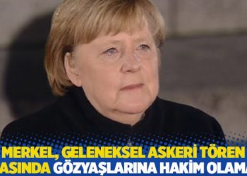 Merkel, geleneksel askeri tören sırasında gözyaşlarına hakim olamadı